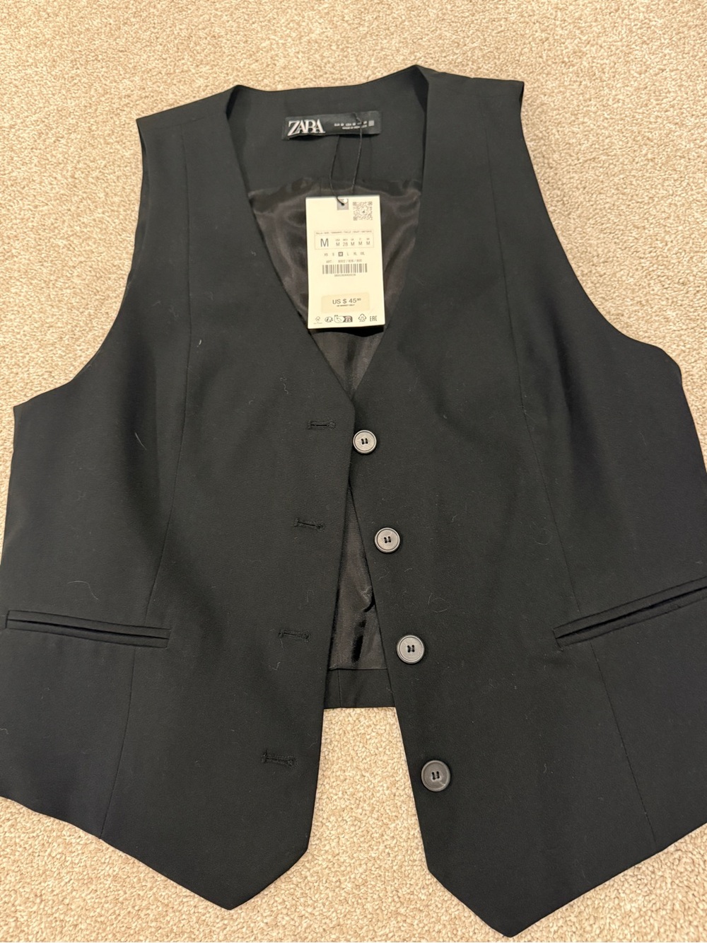 Zara Black Women's Tailored Waistcoat Vest